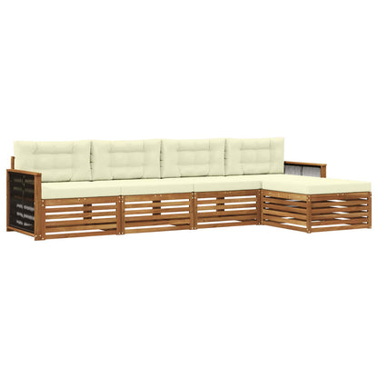 Set di divani da esterno con cuscino 5 pcs Naturale e Crema | homemem39