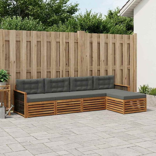 Set di divani da esterno con cuscino 5 pcs Naturale e Antracite | homemem39