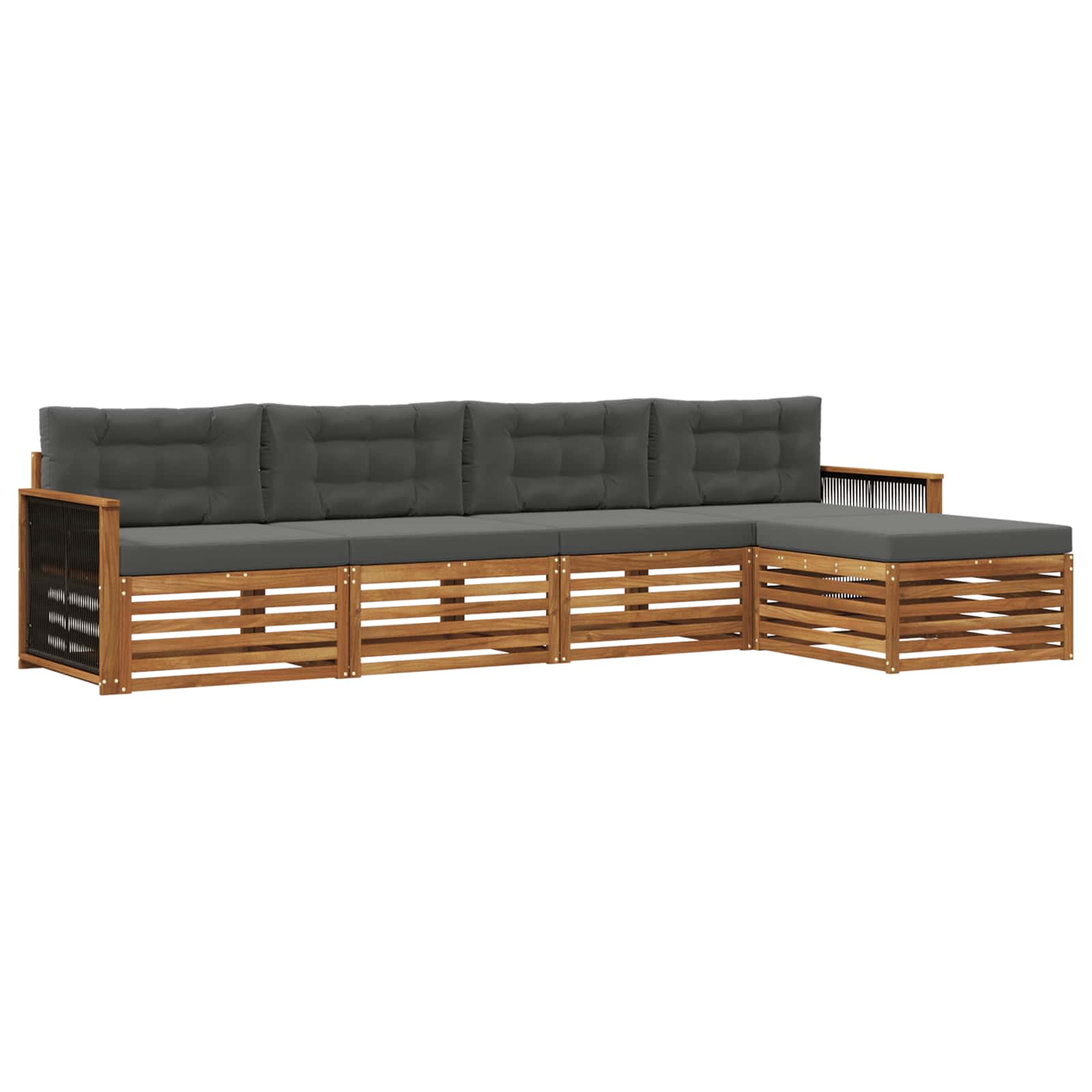 Set di divani da esterno con cuscino 5 pcs Naturale e Antracite | homemem39