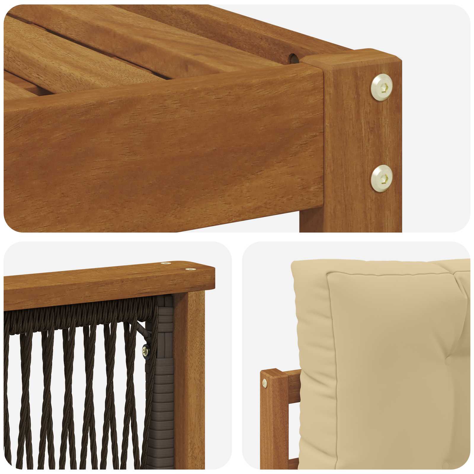 Set di divani da esterno con cuscino 5 pcs Naturale e Beige | homemem39