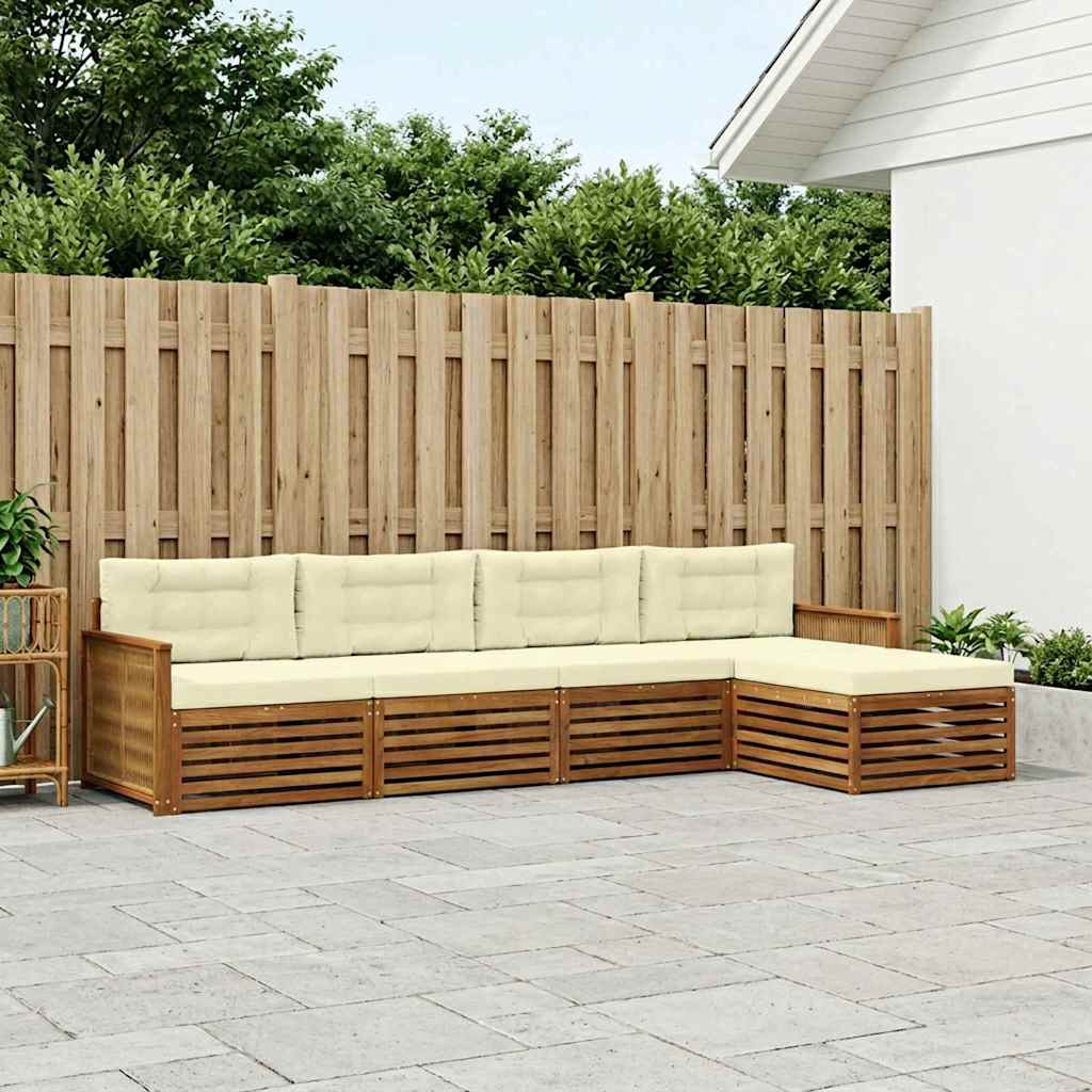 Set di divani da esterno con cuscino 5 pcs Naturale e Crema
