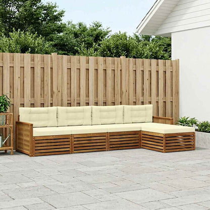 Set di divani da esterno con cuscino 5 pcs Naturale e Crema
