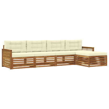 Set di divani da esterno con cuscino 5 pcs Naturale e Crema