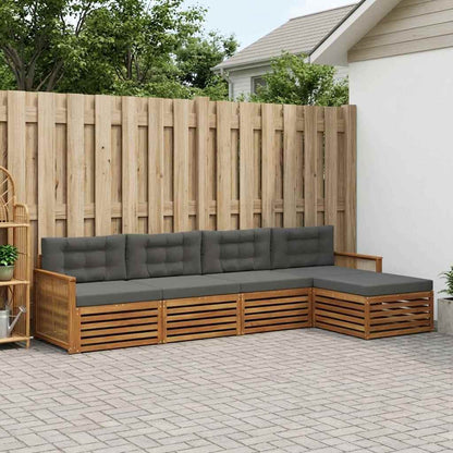 Set di divani da esterno con cuscino 5 pcs Naturale e Antracite | homemem39