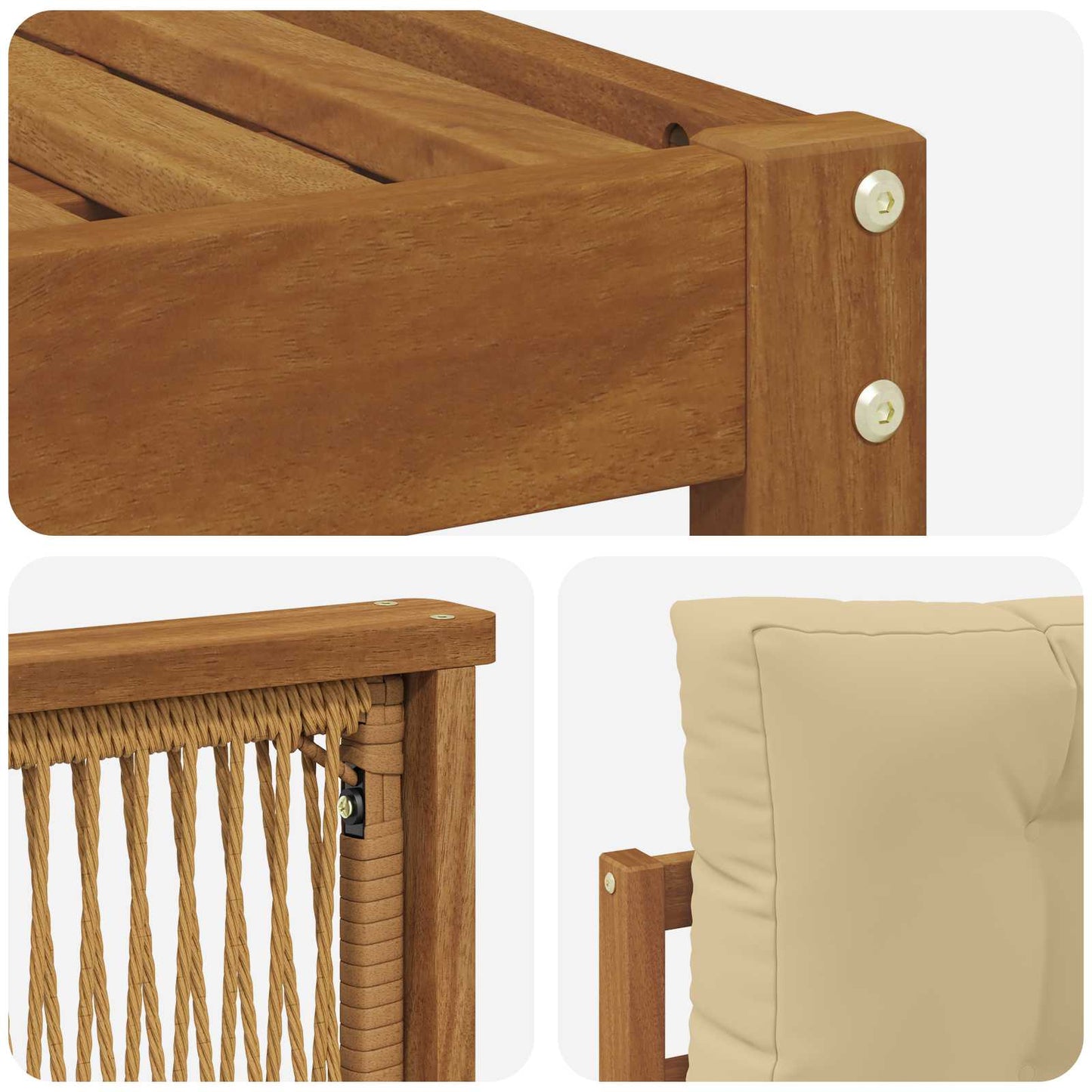 Set di divani da esterno con cuscino 5 pcs Naturale e Beige