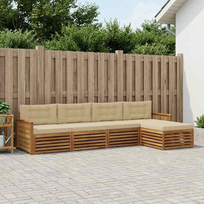 Set di divani da esterno con cuscino 5 pcs Naturale e Beige | homemem39