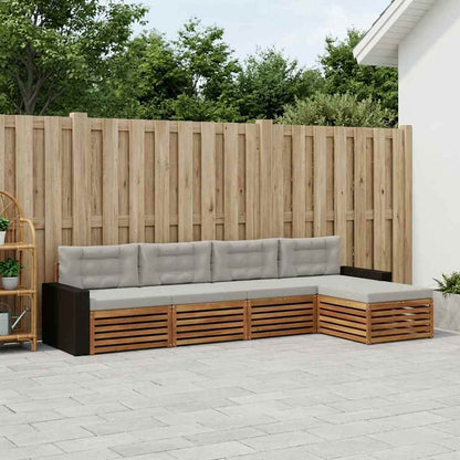 Set di divani da esterno 5 pcs Naturale e Grigio Chiaro | homemem39