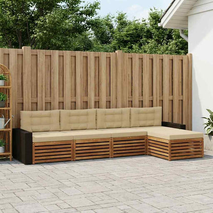 Set di divani da esterno 5 pcs Naturale e Beige Poliestere | homemem39