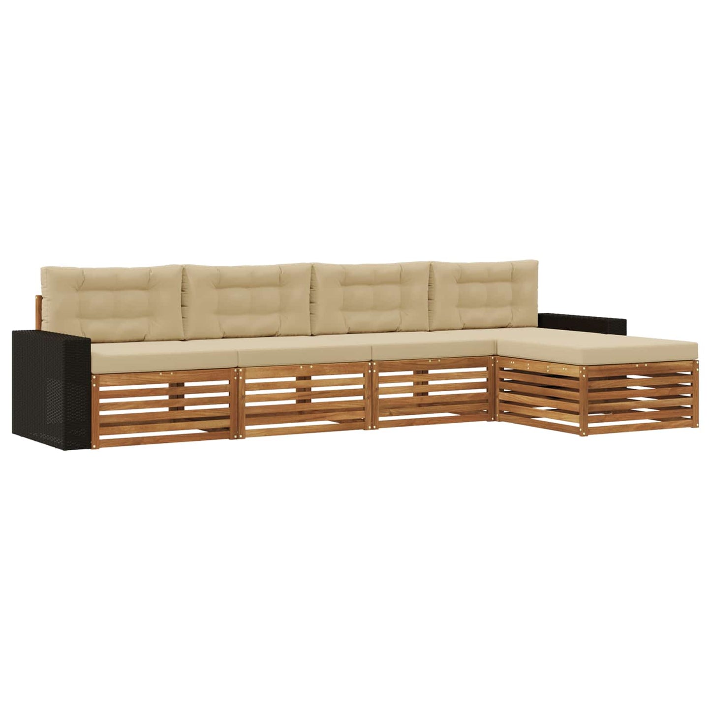 Set di divani da esterno 5 pcs Naturale e Beige Poliestere | homemem39