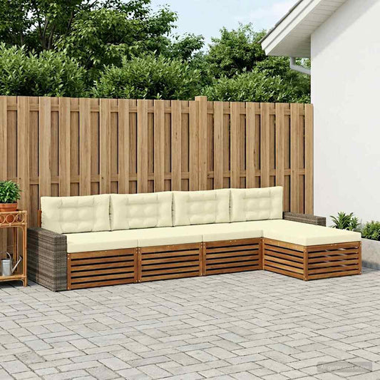 Set di divani da esterno 5 pcs Naturale e Crema Poliestere | homemem39