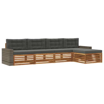 Set di divani da esterno 5 pcs Naturale e Antracite Poliestere