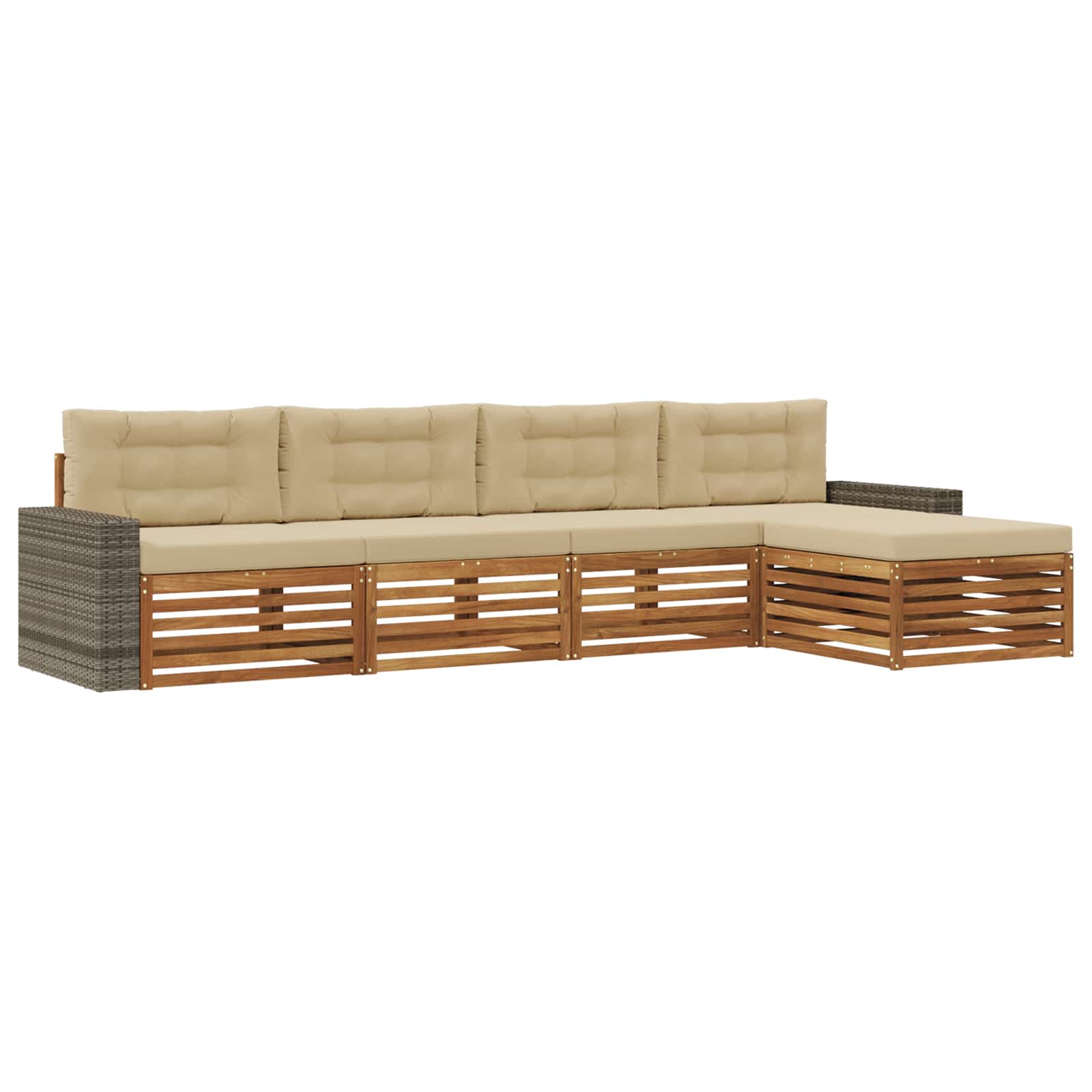 Set di divani da esterno 5 pcs Naturale e Beige Poliestere | homemem39