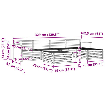 Set di divani da esterno 6 pcs Naturale 79 x 79 x 37 cm | homemem39