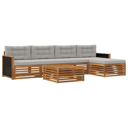 Set di divani da esterno 6 pcs Naturale e Grigio Chiaro | homemem39