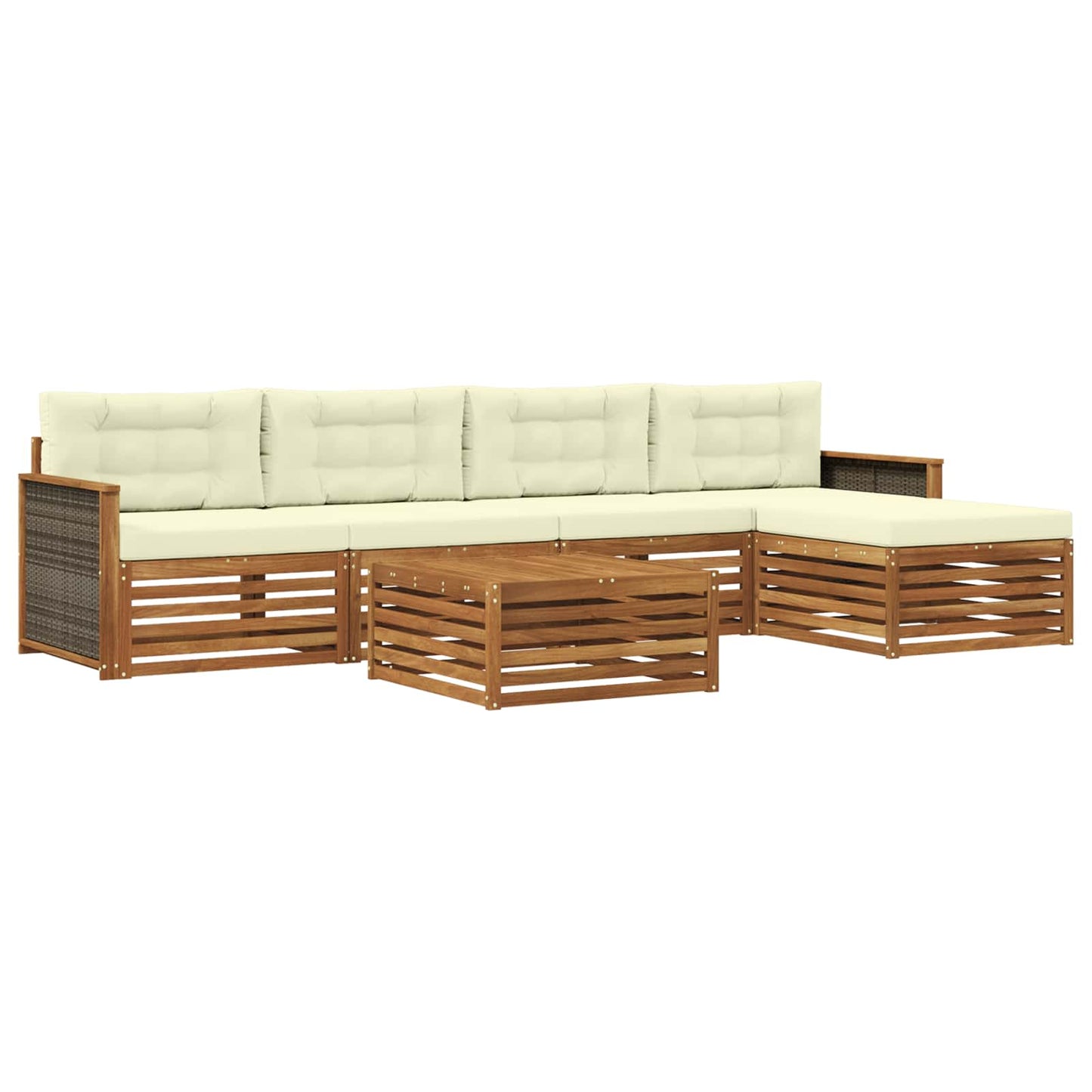 Set di divani da esterno con cuscino 6 pcs Naturale e Crema | homemem39
