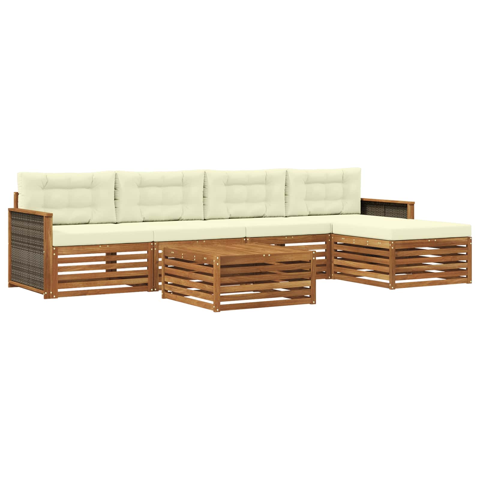 Set di divani da esterno con cuscino 6 pcs Naturale e Crema | homemem39
