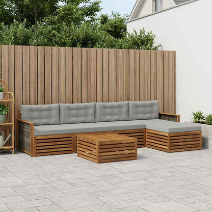 Set di divani da esterno 6 pcs Naturale e Grigio Chiaro | homemem39