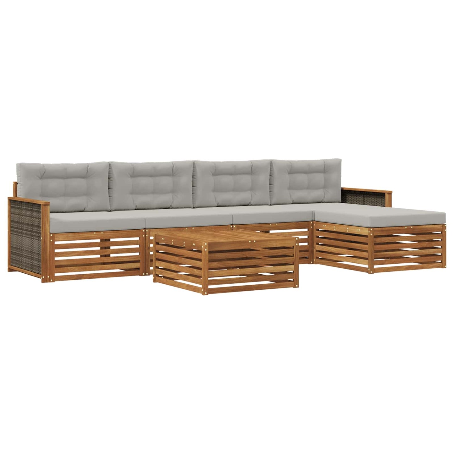 Set di divani da esterno 6 pcs Naturale e Grigio Chiaro | homemem39