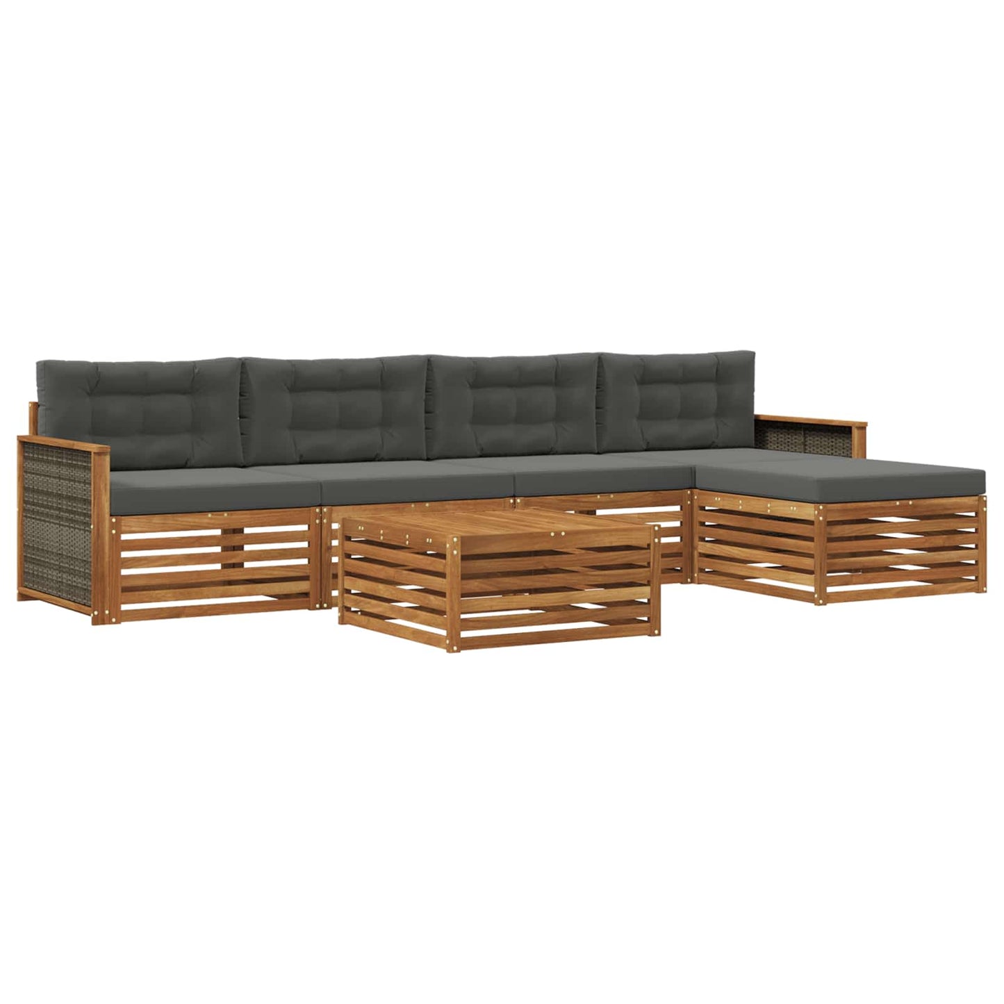 Set di divani da esterno 6 pz Naturale e Antracite