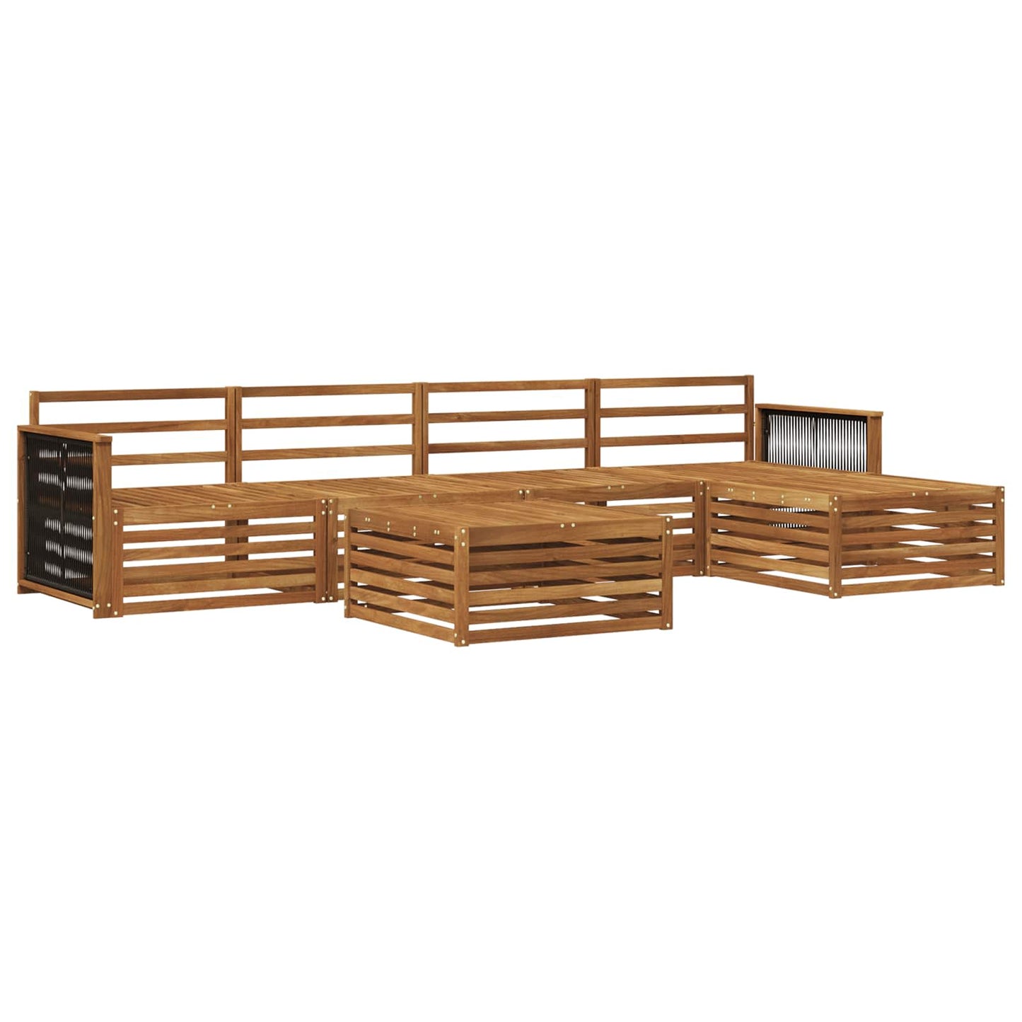 Set di divani da esterno 6 pz Naturale Legno di Acacia Massello