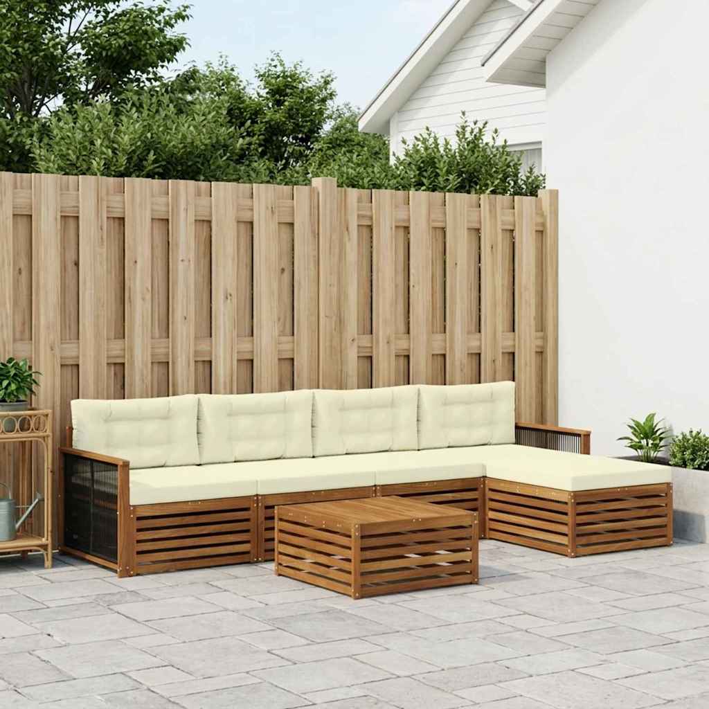 Set di divani da esterno con cuscino 6 pcs Naturale e Crema | homemem39
