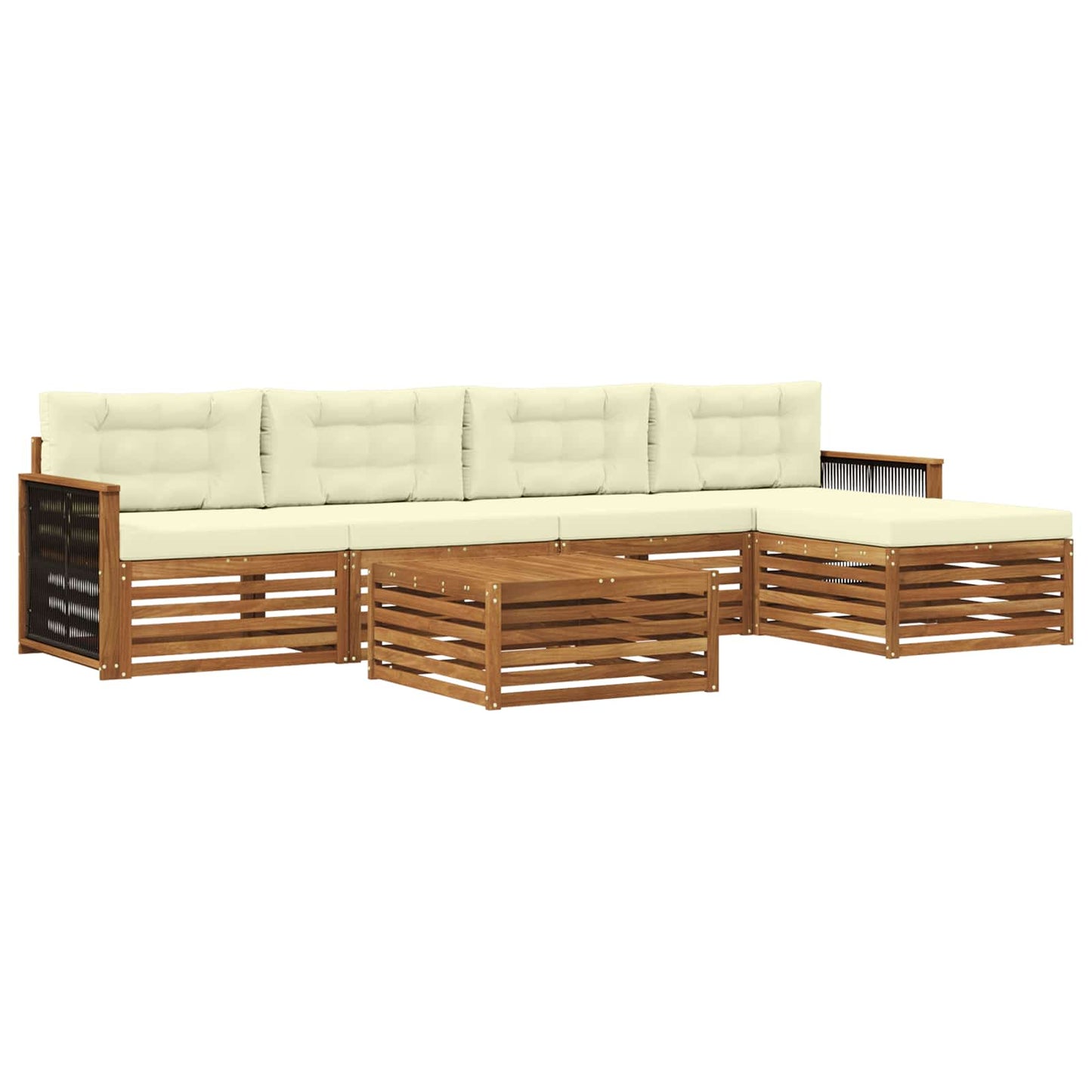 Set di divani da esterno con cuscino 6 pcs Naturale e Crema | homemem39