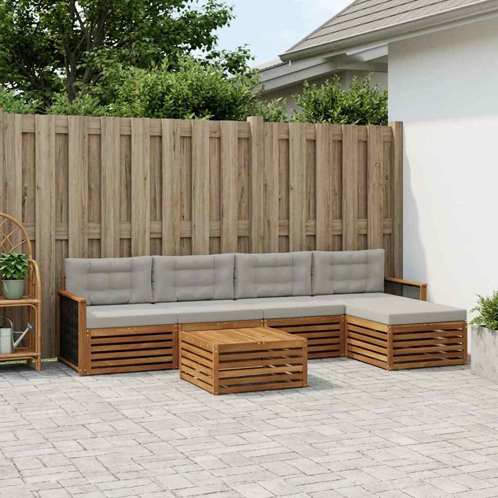 Set di divani da esterno 6 pcs Naturale e Grigio Chiaro | homemem39