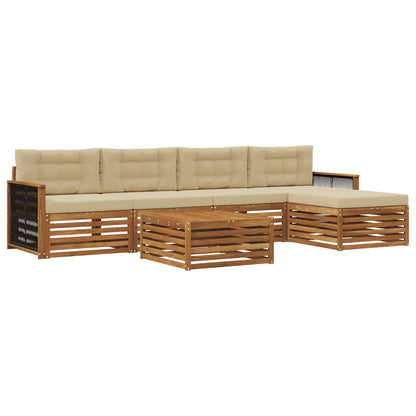 Set di divani da esterno 6 pz Naturale e Beige