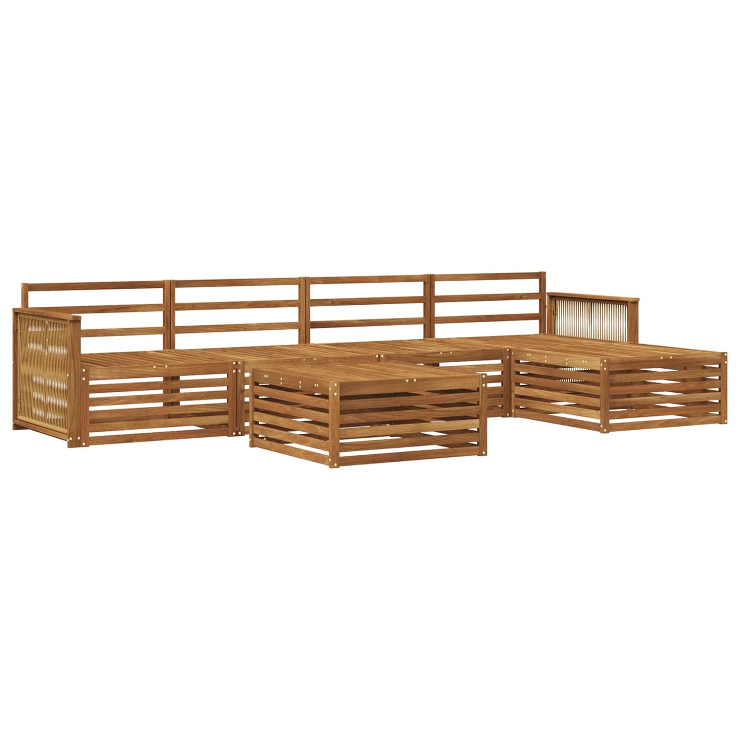 Set di divani da esterno 6 pz Naturale Legno di Acacia Massello