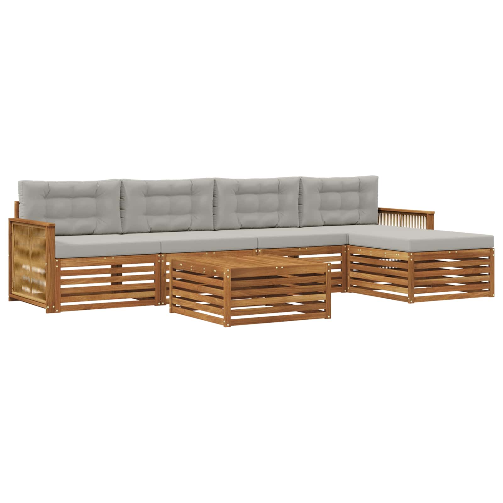 Set di divani da esterno 6 pcs Naturale e Grigio Chiaro | homemem39