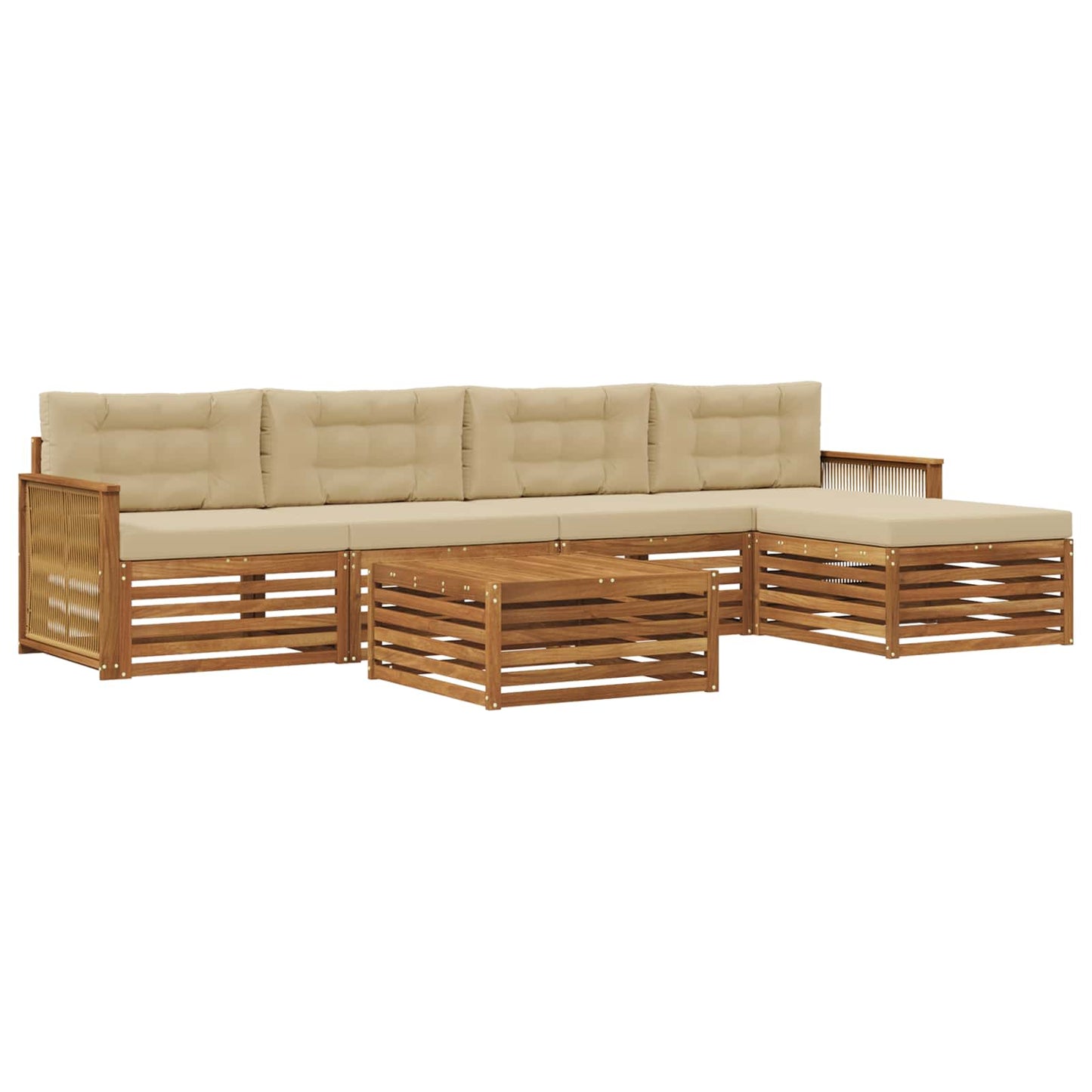 Set di divani da esterno 6 pz Naturale e Beige