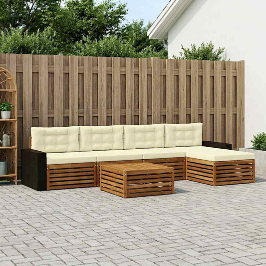 Set di divani da esterno 6 pcs Naturale e Crema 79 x 79 x 37 cm