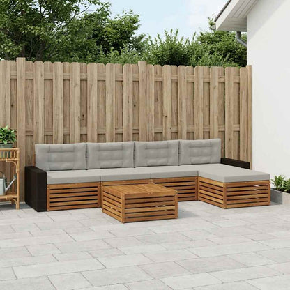 Set di divani da esterno 6 pcs Naturale e Grigio Chiaro