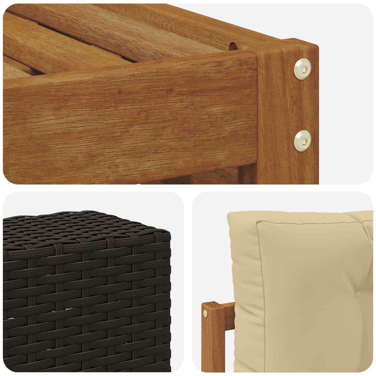 Set di divani da esterno 6 pcs Naturale e Beige 79 x 79 x 37 cm