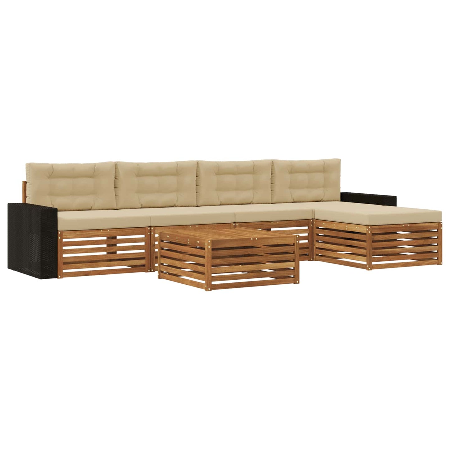 Set di divani da esterno 6 pcs Naturale e Beige 79 x 79 x 37 cm