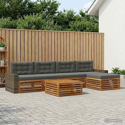 Set di divani da esterno 6 pcs Naturale e Antracite | homemem39