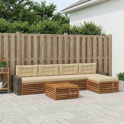 Set di divani da esterno 6 pz Naturale e Beige Poliestere