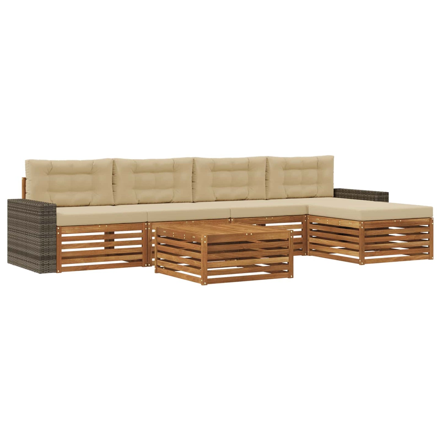 Set di divani da esterno 6 pz Naturale e Beige Poliestere