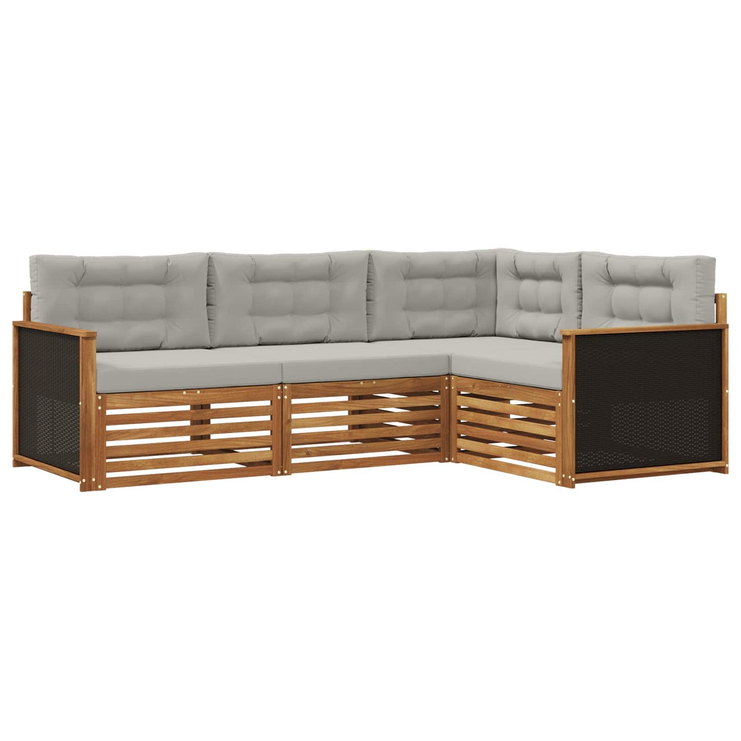 Set di divani da esterno 4 pcs Naturale e Grigio Chiaro | homemem39
