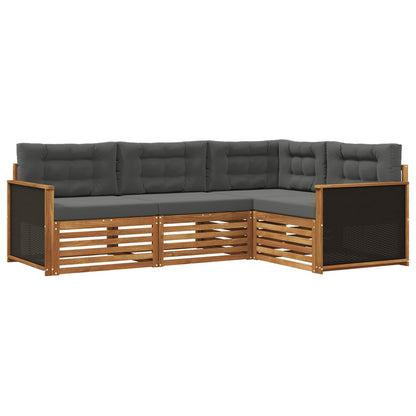 Set di divani da esterno 4 pcs Naturale e Antracite | homemem39