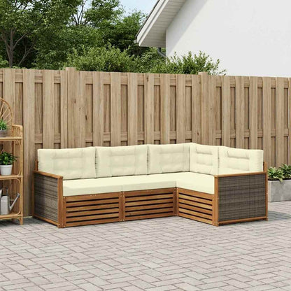 Set di divani da esterno con cuscino 4 pcs Naturale e Crema