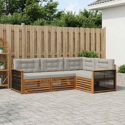 Set di divani da esterno 4 pcs Naturale e Grigio Chiaro | homemem39