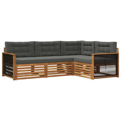 Set di divani da esterno con cuscino 4 pcs Naturale e Antracite | homemem39