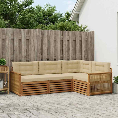 Set di divani da esterno con cuscino 4 pcs Naturale e Beige | homemem39