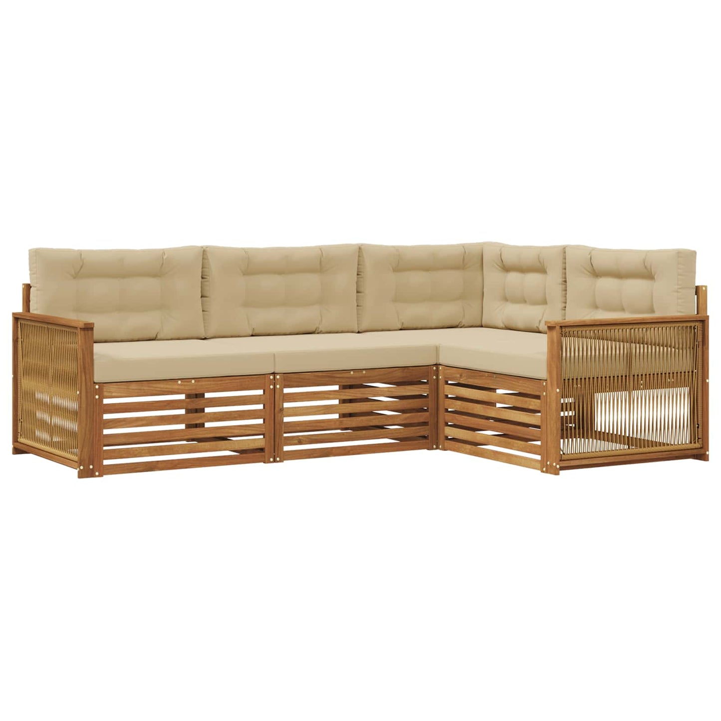 Set di divani da esterno con cuscino 4 pcs Naturale e Beige | homemem39