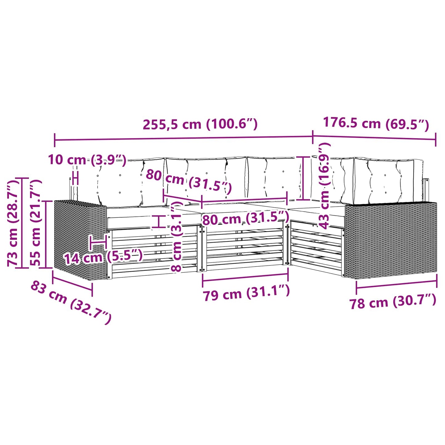 Set di divani da esterno 4 pcs | homemem39