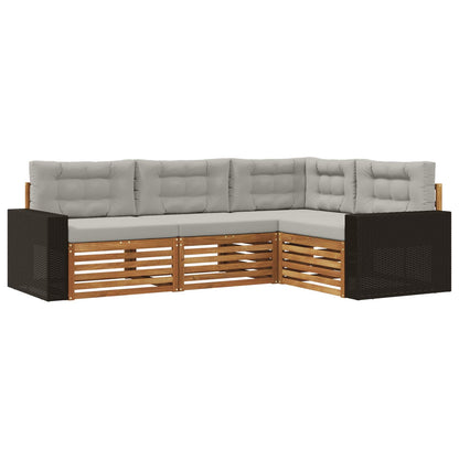 Set di divani da esterno 4 pcs Naturale e Grigio Chiaro | homemem39