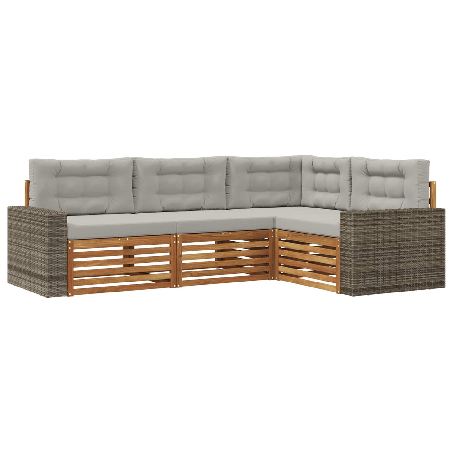 Set di divani da esterno 4 pcs Naturale e Grigio Chiaro | homemem39