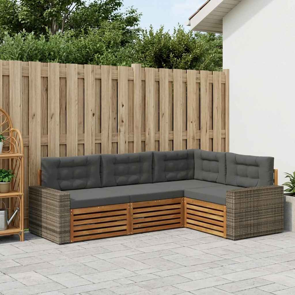 Set di divani da esterno 4 pcs Naturale e Antracite | homemem39