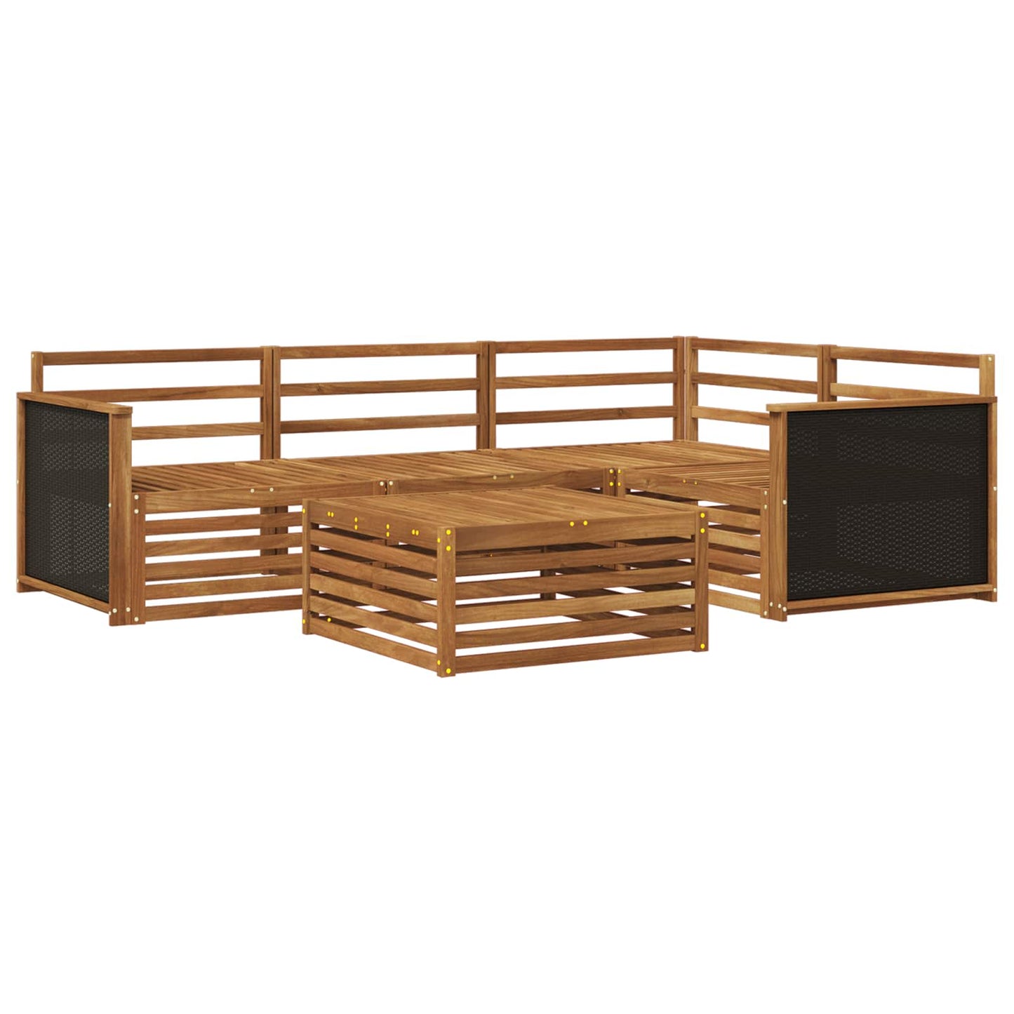 Set di divani da esterno 5 pz Naturale Legno di Acacia Massello